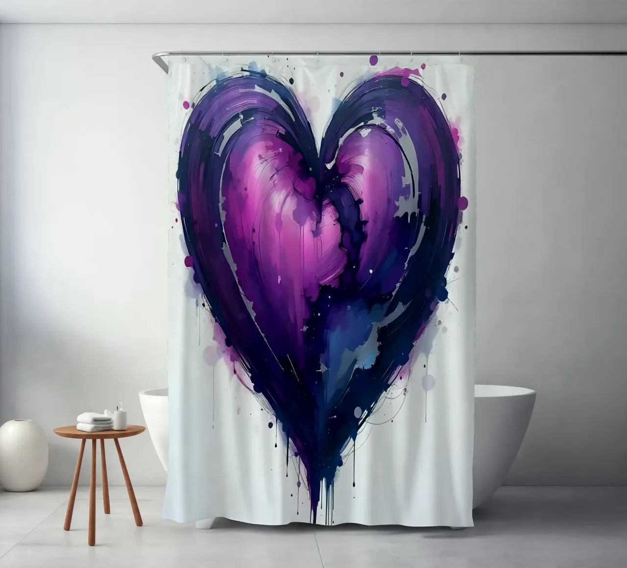 cuore_viola_argento_2 tenda da doccia da Pink- und LoveArt by LK