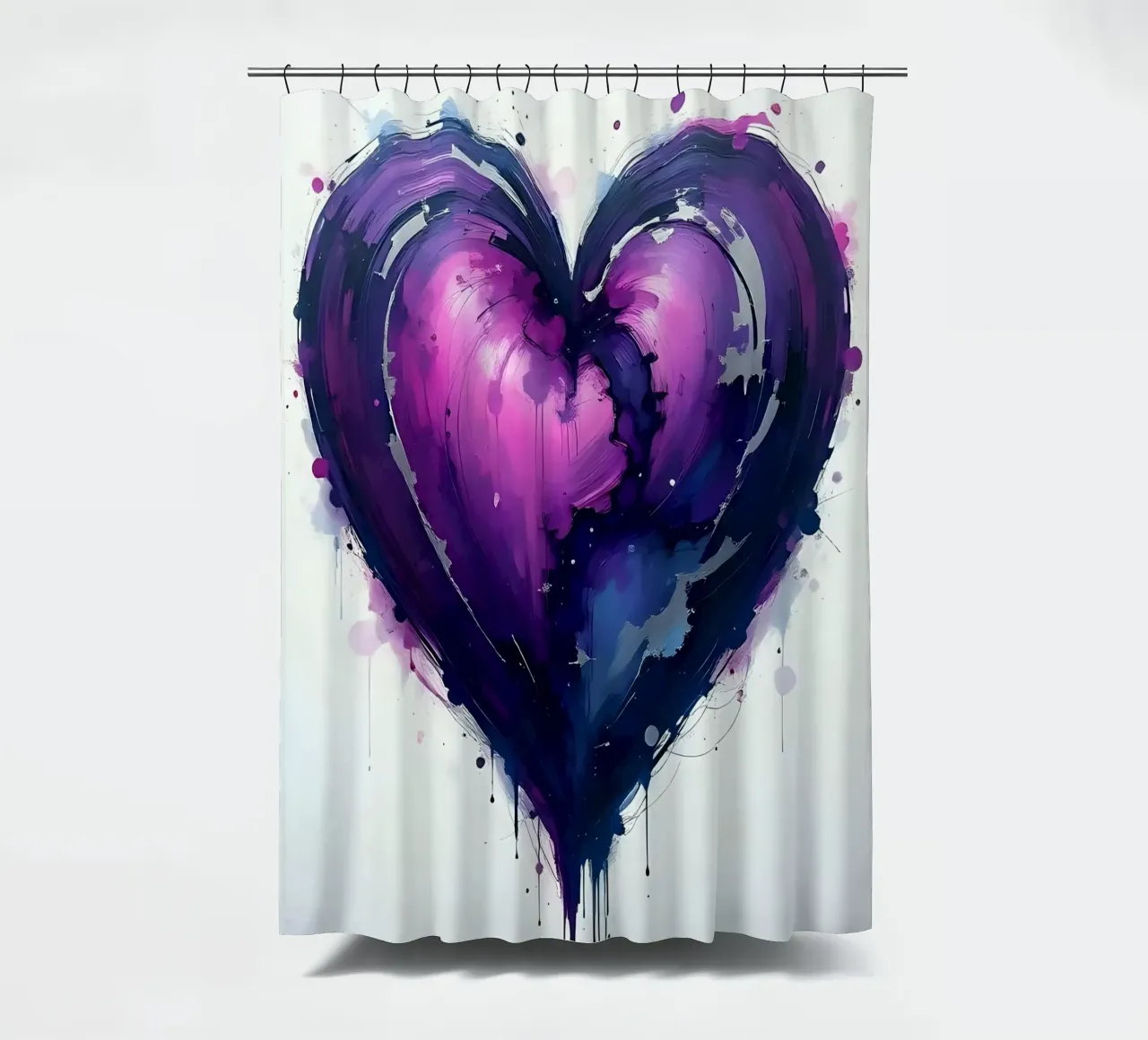 cuore_viola_argento_2 tenda da doccia da Pink- und LoveArt by LK