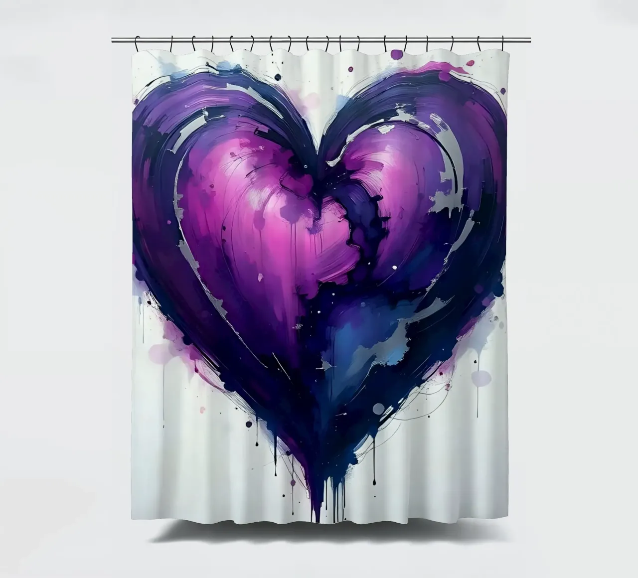 cuore_viola_argento_2 tenda da doccia da Pink- und LoveArt by LK