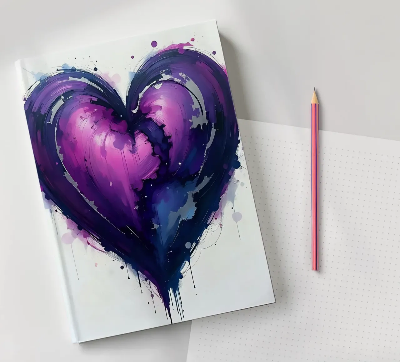 cuore_viola_argento_2 diario da Pink- und LoveArt by LK