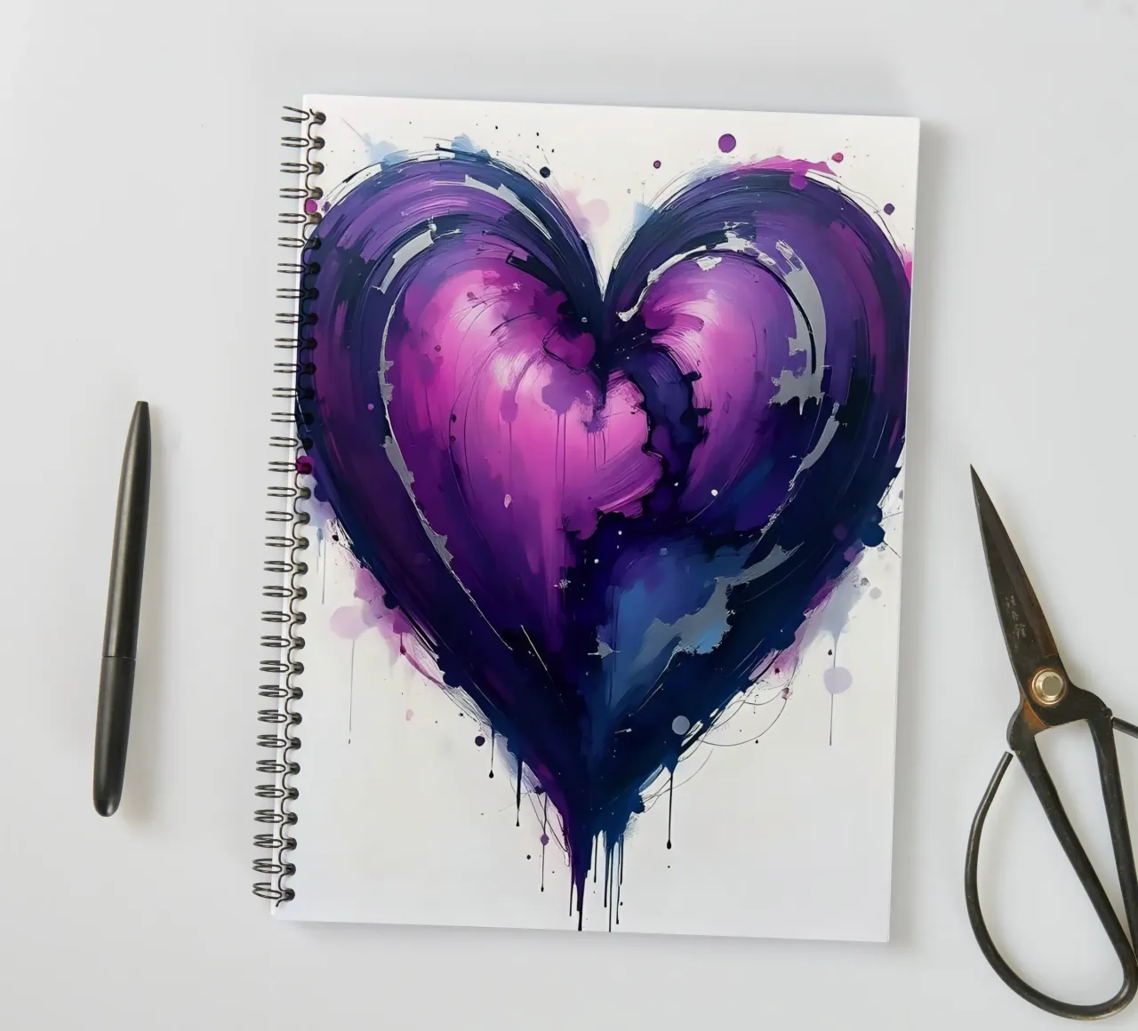 cuore_viola_argento_2 diario ad anelli da Pink- und LoveArt by LK