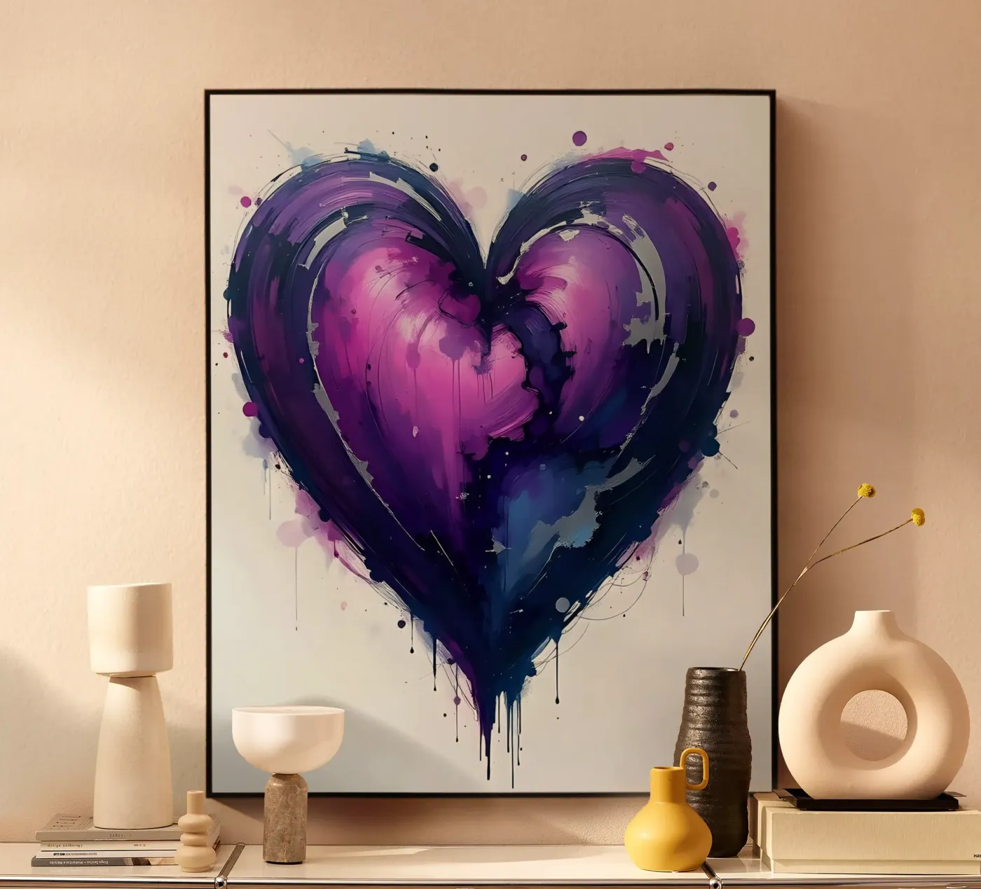 heart_purple_silver_2 acryl van Pink- und LoveArt by LK