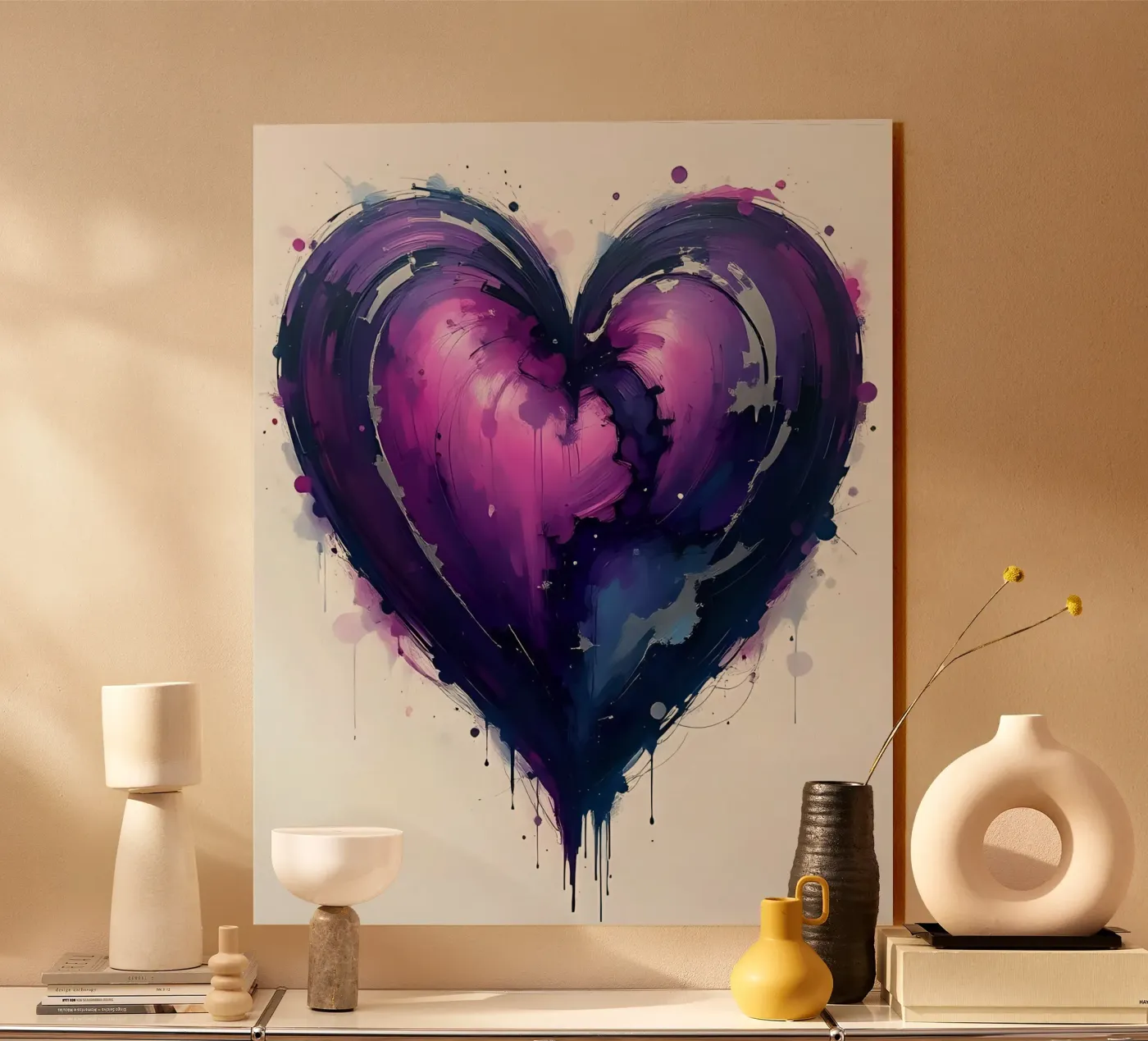 heart_purple_silver_2 acryl van Pink- und LoveArt by LK