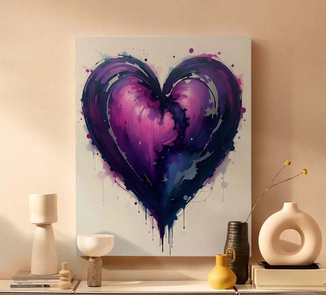 cuore_viola_argento_2 tela da Pink- und LoveArt by LK