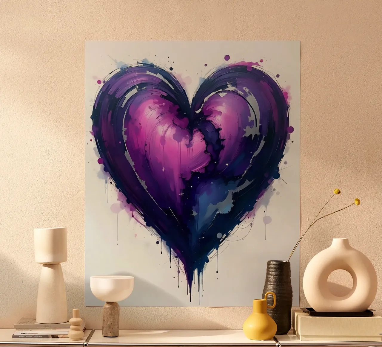 cuore_viola_argento_2 carta hahnemühle da Pink- und LoveArt by LK