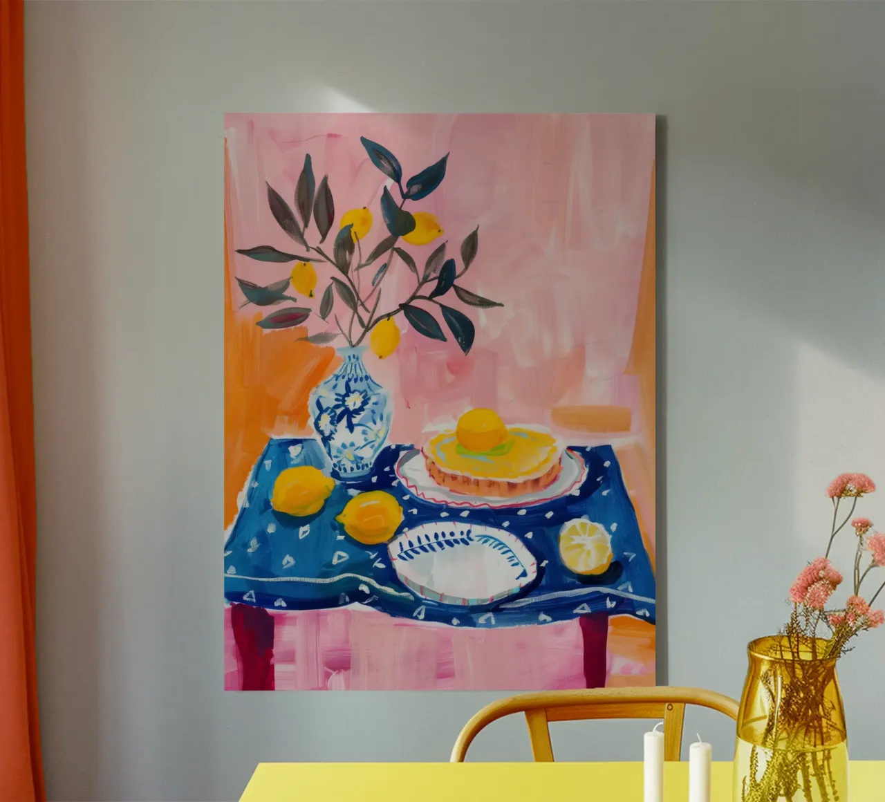 Zitrone Druck, Italien Poster, Zitrone Wandkunst Leinwand mit Schattenfugenrahmen von DolceVita
