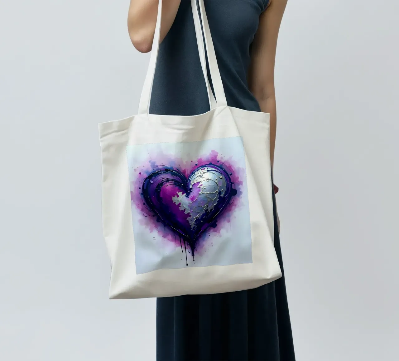 cuore_viola_argento_3 borsa in juta da Pink- und LoveArt by LK