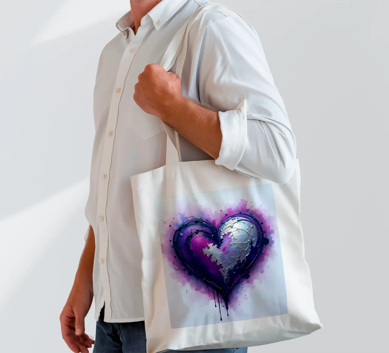cuore_viola_argento_3 borsa in juta da Pink- und LoveArt by LK