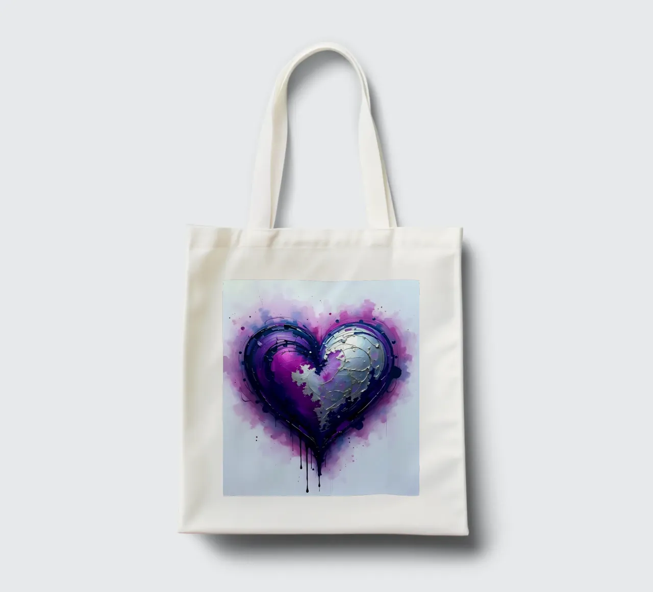cuore_viola_argento_3 borsa in juta da Pink- und LoveArt by LK
