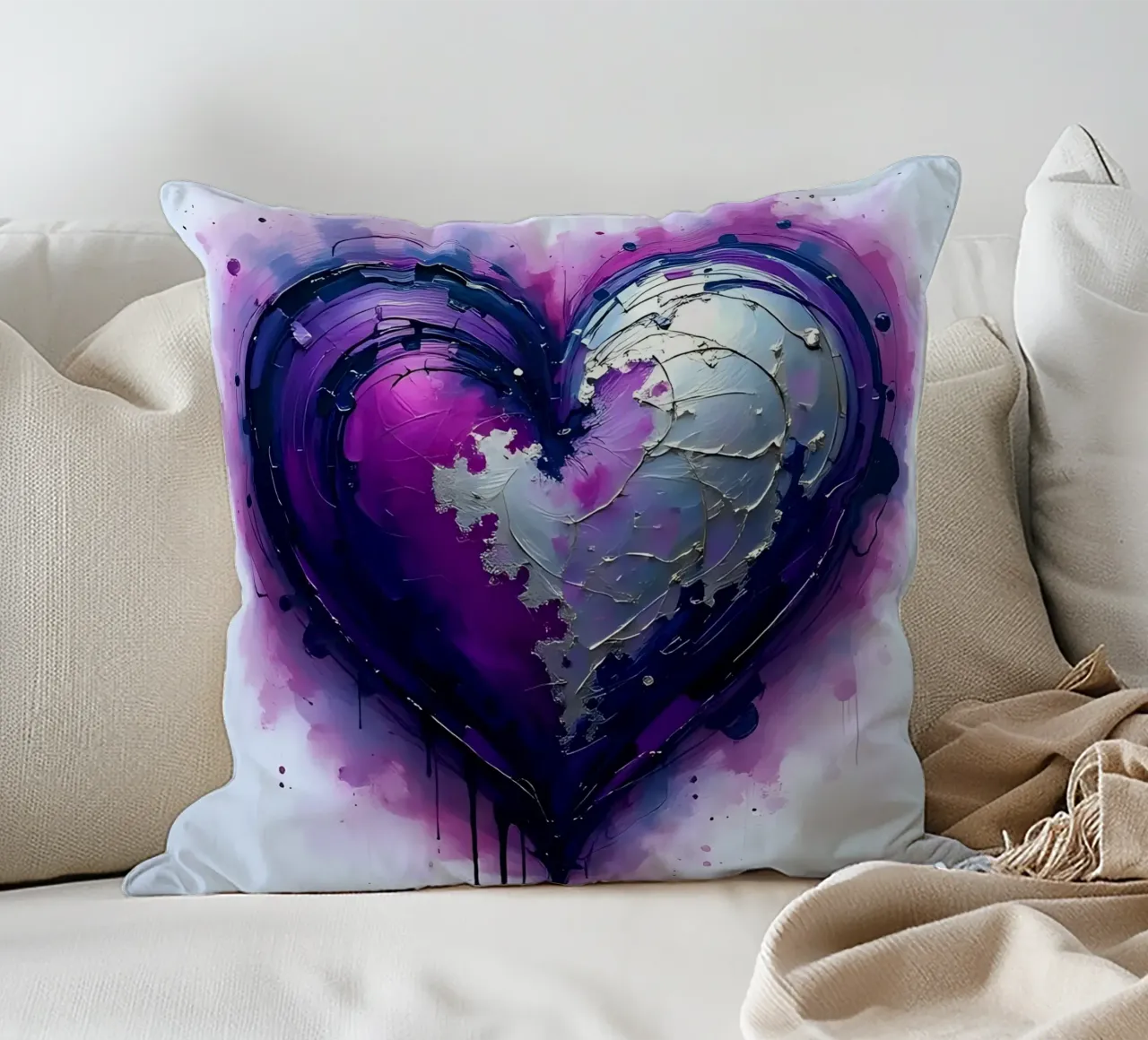 cuore_viola_argento_3 cuscino da Pink- und LoveArt by LK