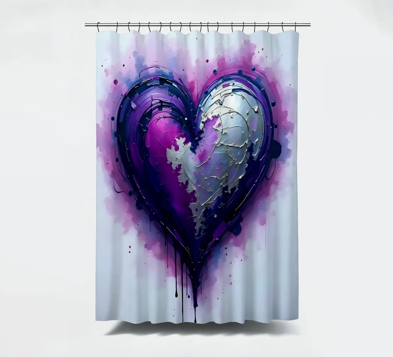 cuore_viola_argento_3 tenda da doccia da Pink- und LoveArt by LK
