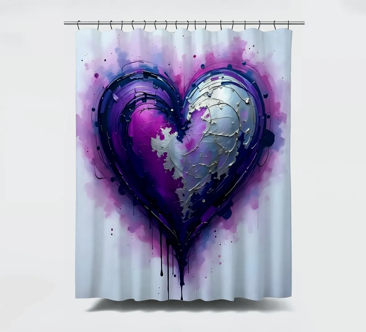 cuore_viola_argento_3 tenda da doccia da Pink- und LoveArt by LK