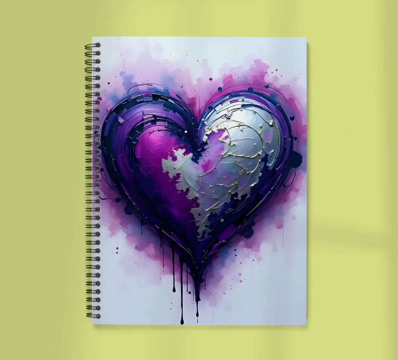 cuore_viola_argento_3 diario ad anelli da Pink- und LoveArt by LK