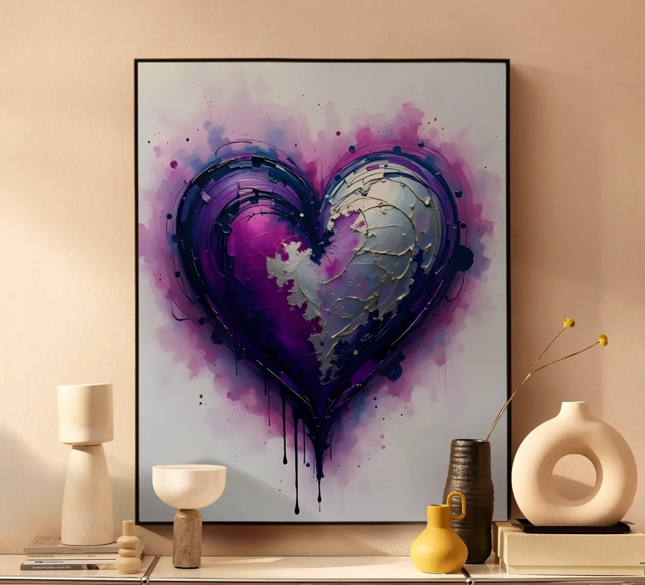 cuore_viola_argento_3 alluminio dibond da Pink- und LoveArt by LK