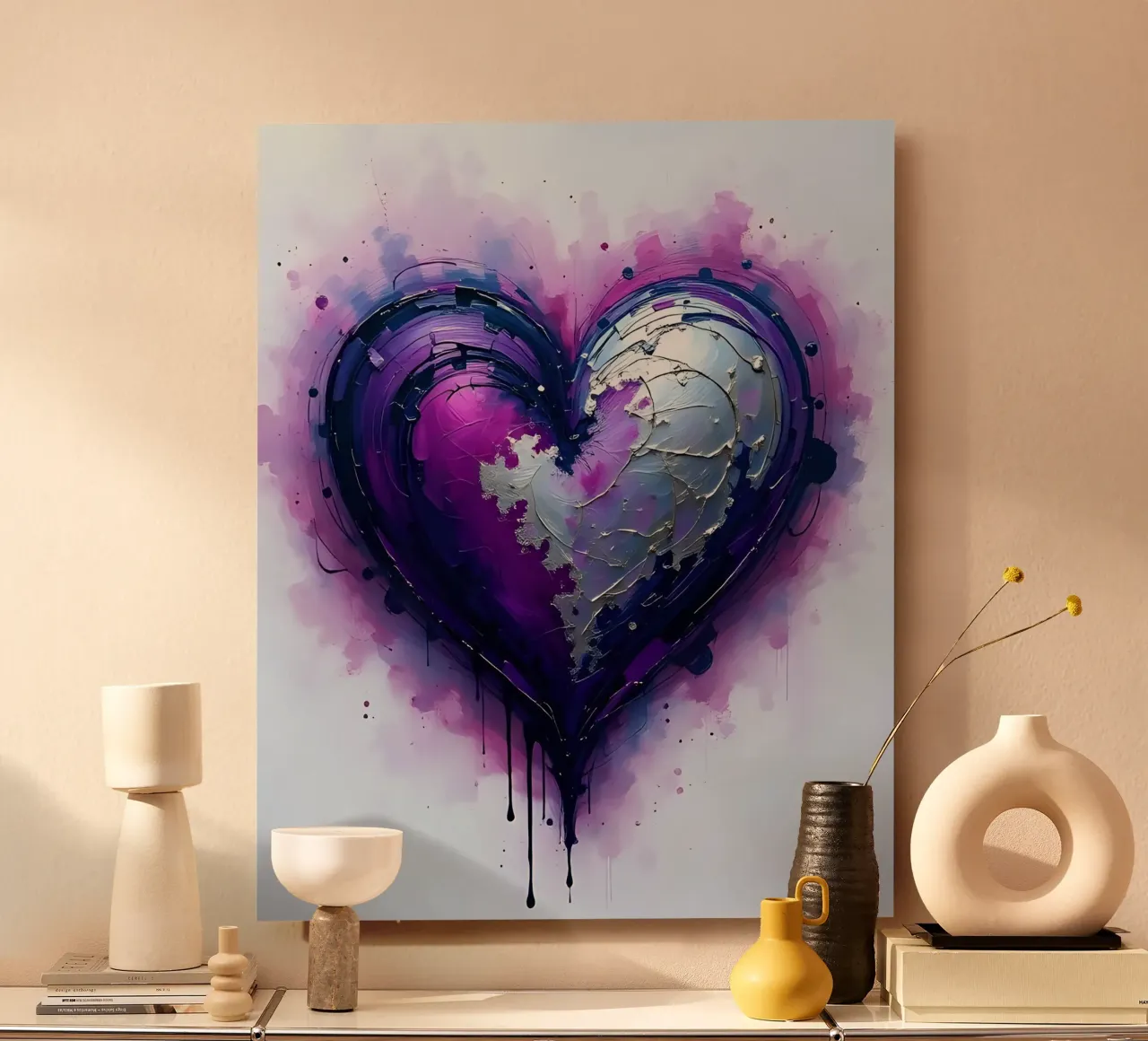 cuore_viola_argento_3 alluminio dibond da Pink- und LoveArt by LK