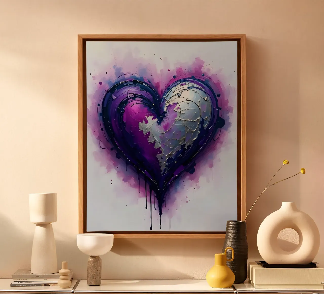 cuore_viola_argento_3 tela da Pink- und LoveArt by LK