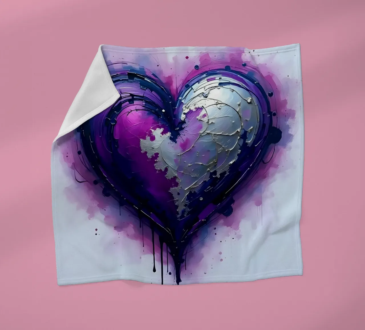 cuore_viola_argento_3 coperta in pile da Pink- und LoveArt by LK