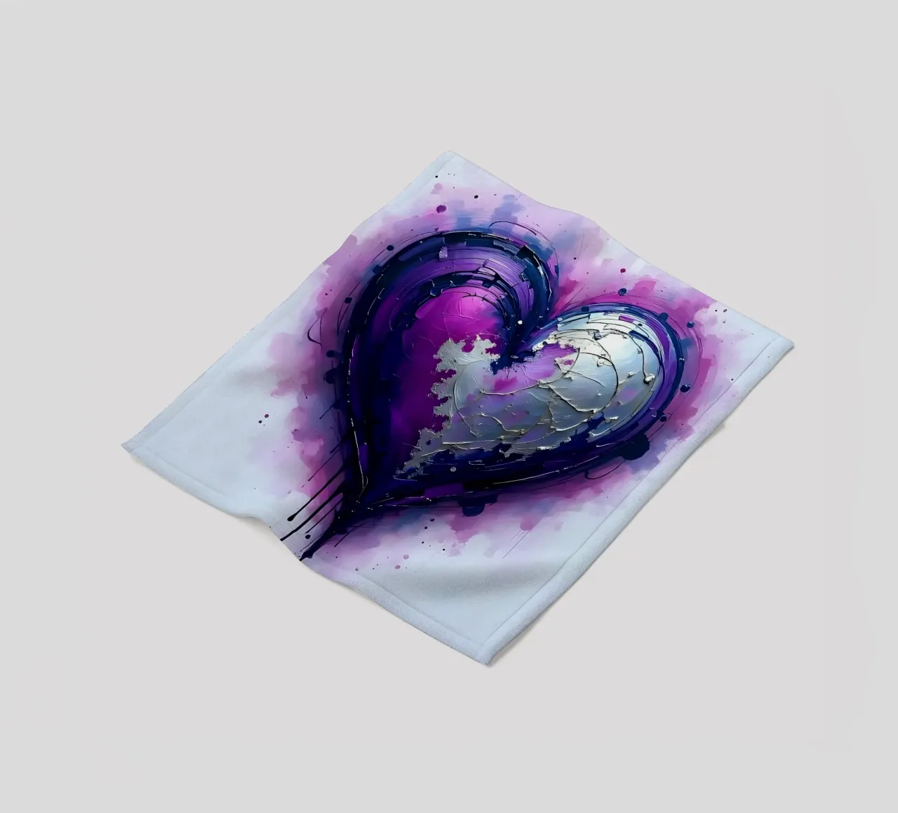 cuore_viola_argento_3 coperta in pile da Pink- und LoveArt by LK