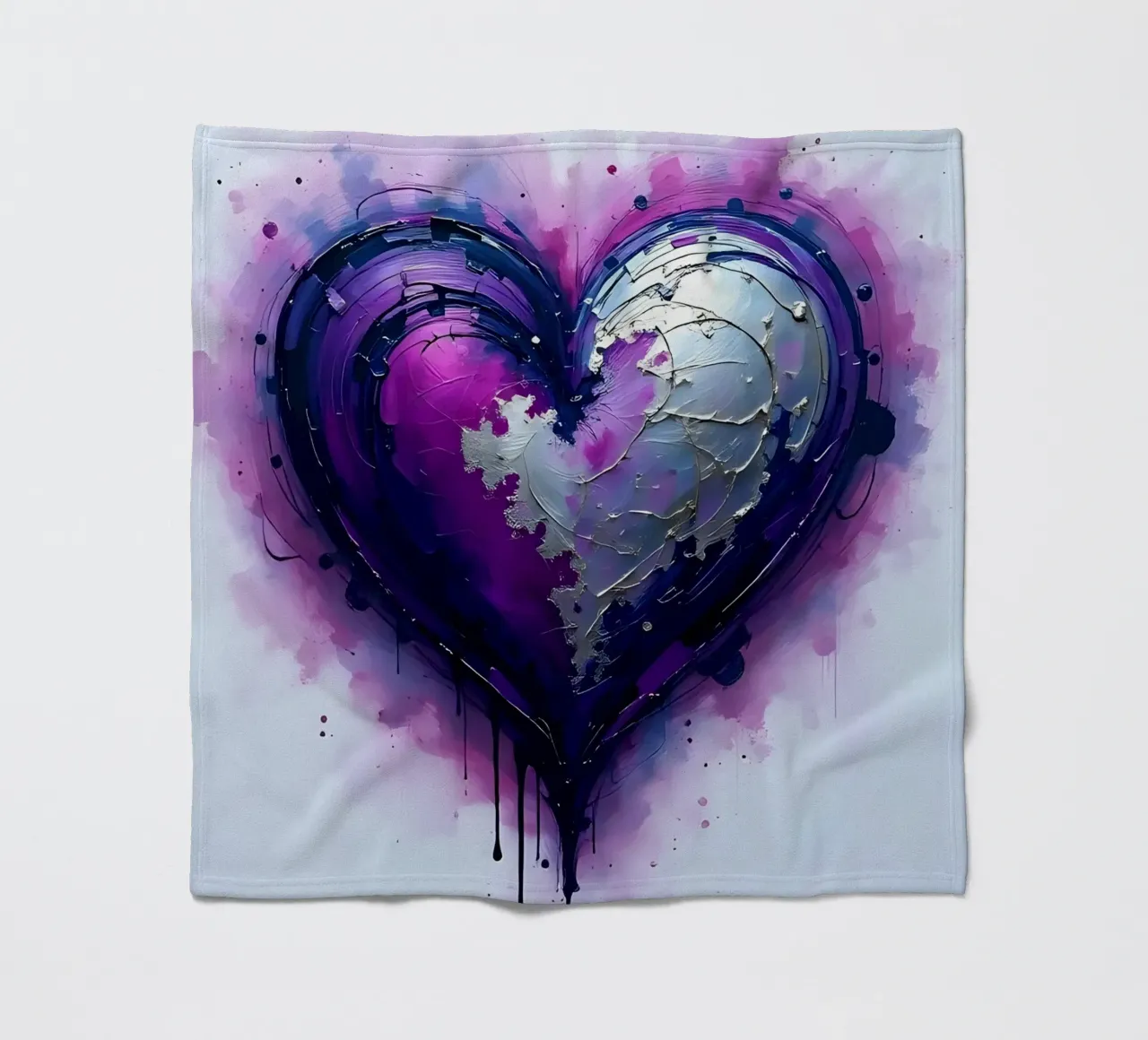 cuore_viola_argento_3 coperta in pile da Pink- und LoveArt by LK