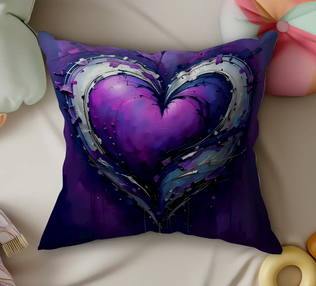 cuore_viola_argento_4 cuscino da Pink- und LoveArt by LK
