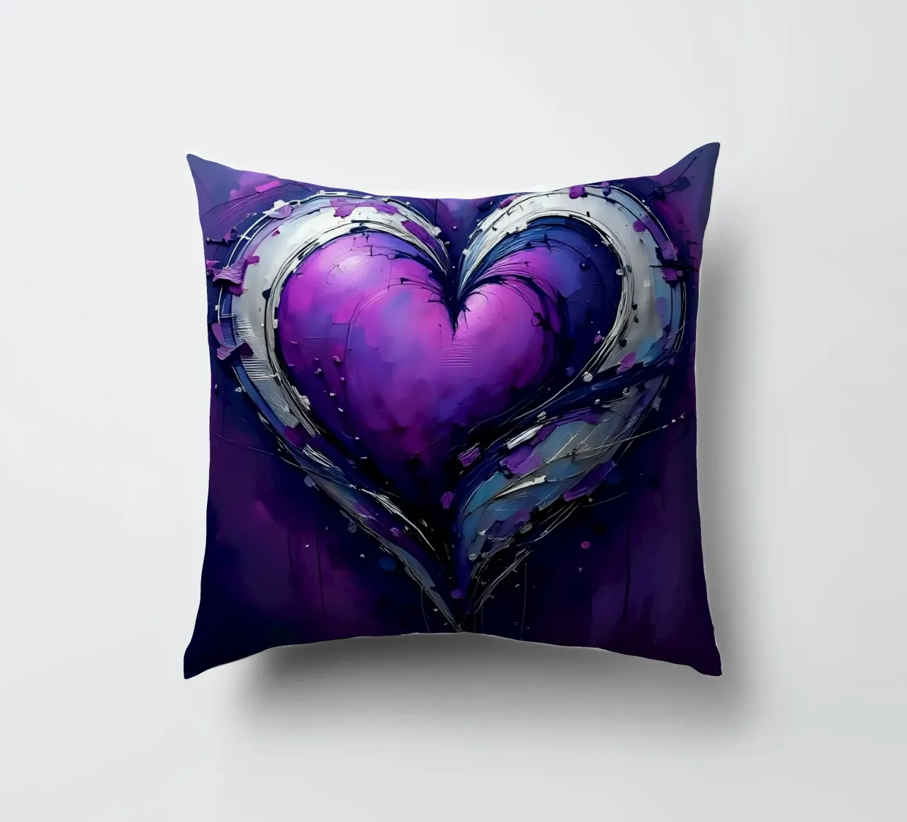 cuore_viola_argento_4 cuscino da Pink- und LoveArt by LK