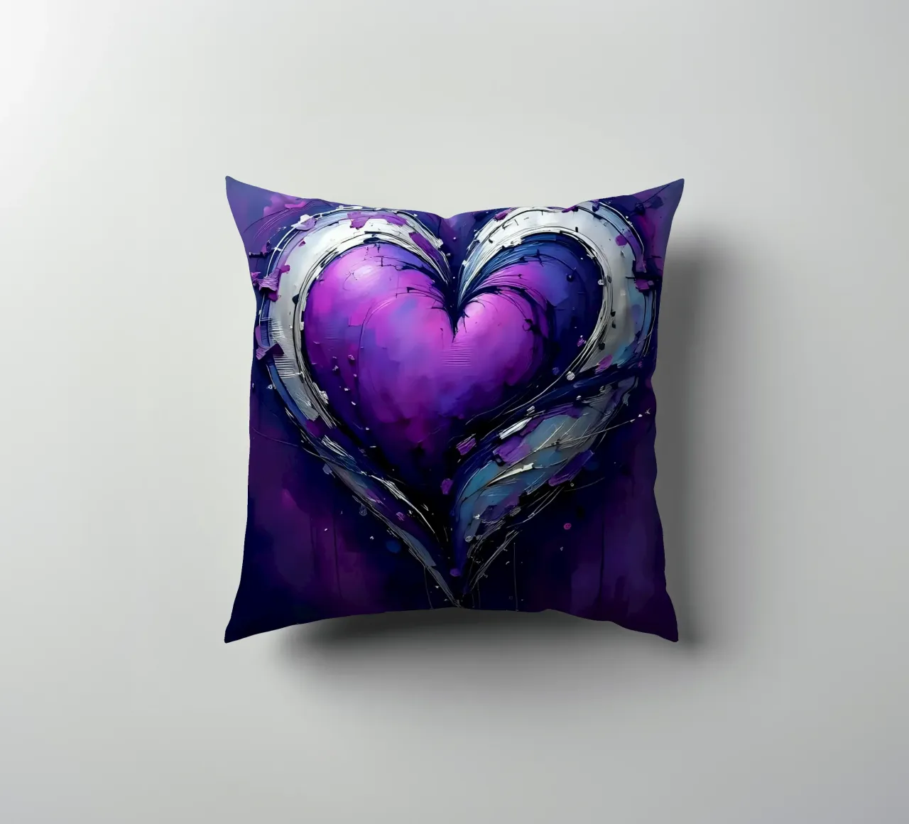 cuore_viola_argento_4 cuscino da Pink- und LoveArt by LK