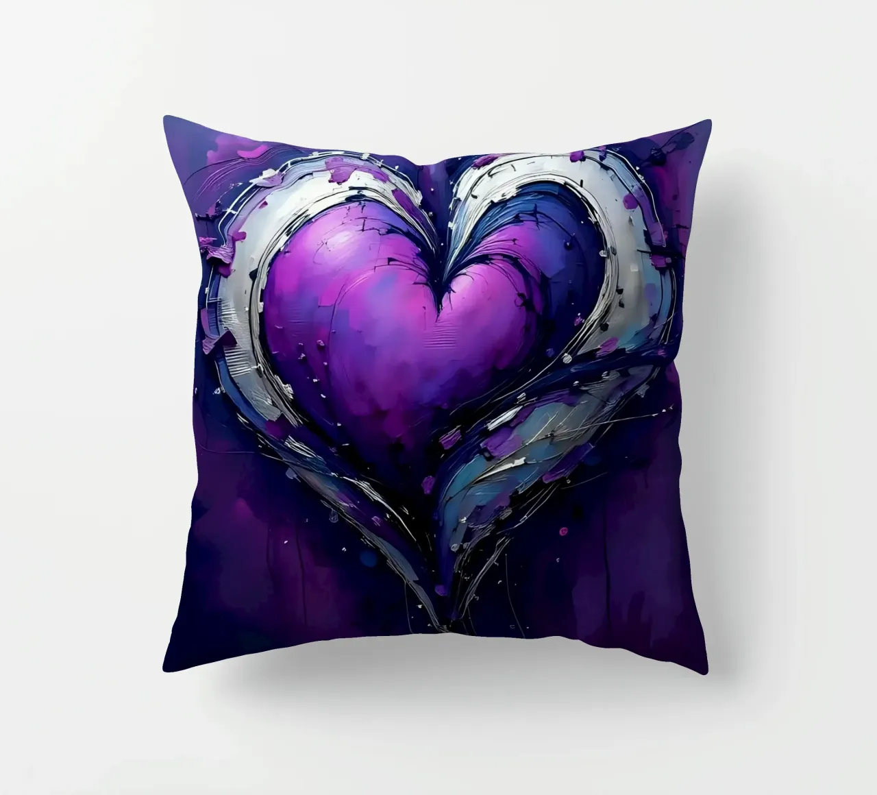 cuore_viola_argento_4 cuscino da Pink- und LoveArt by LK