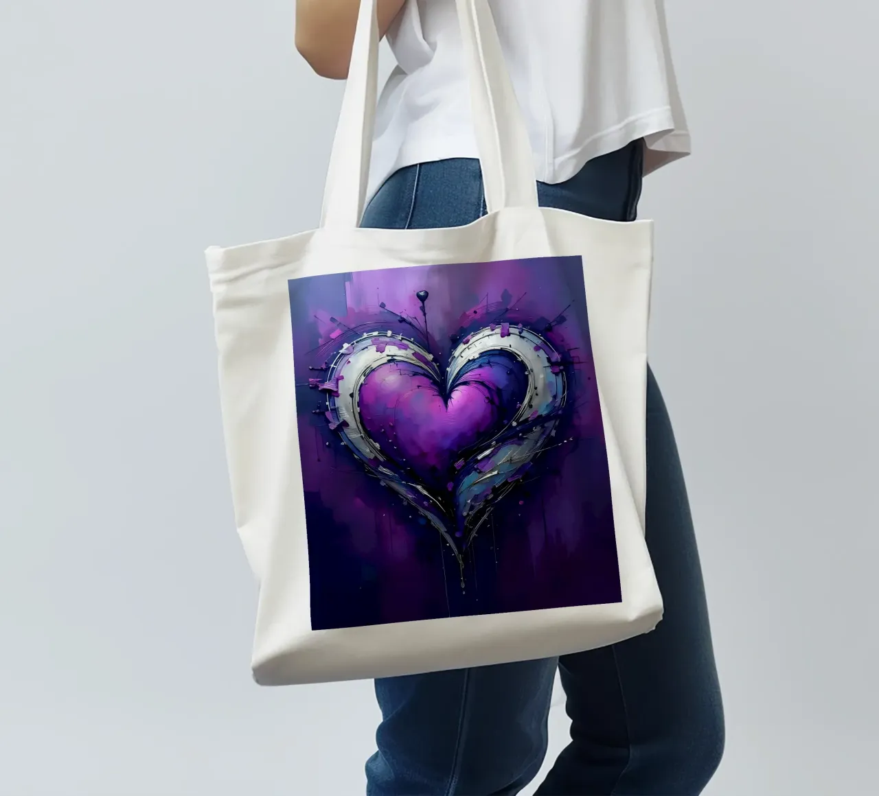 cuore_viola_argento_4 borsa in juta da Pink- und LoveArt by LK