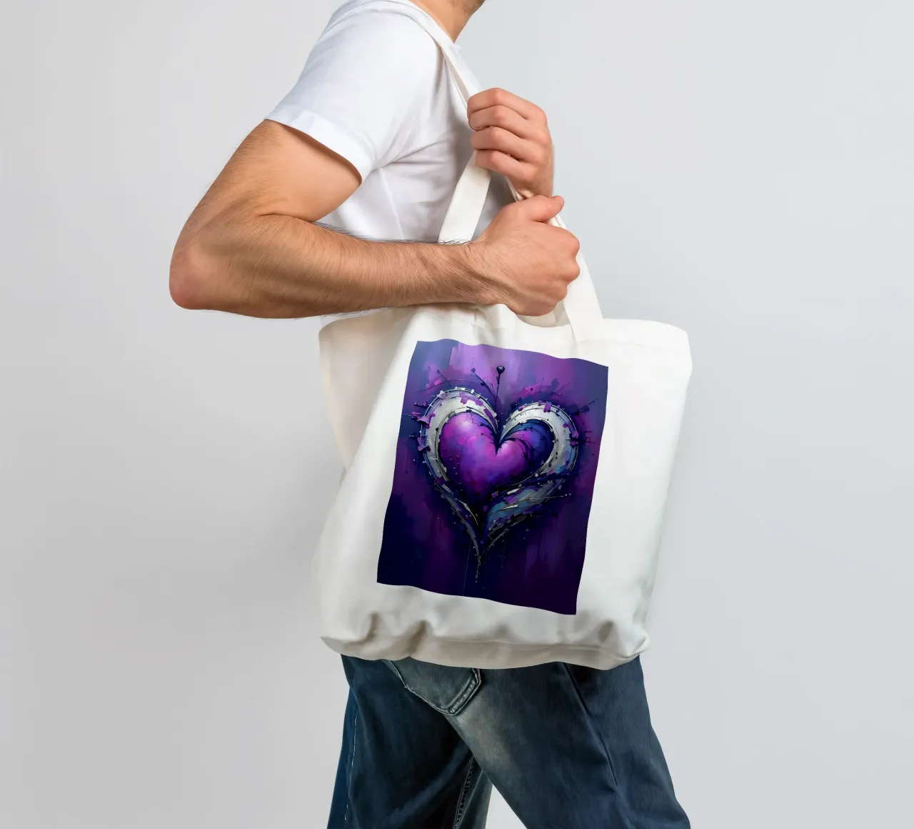 cuore_viola_argento_4 borsa in juta da Pink- und LoveArt by LK