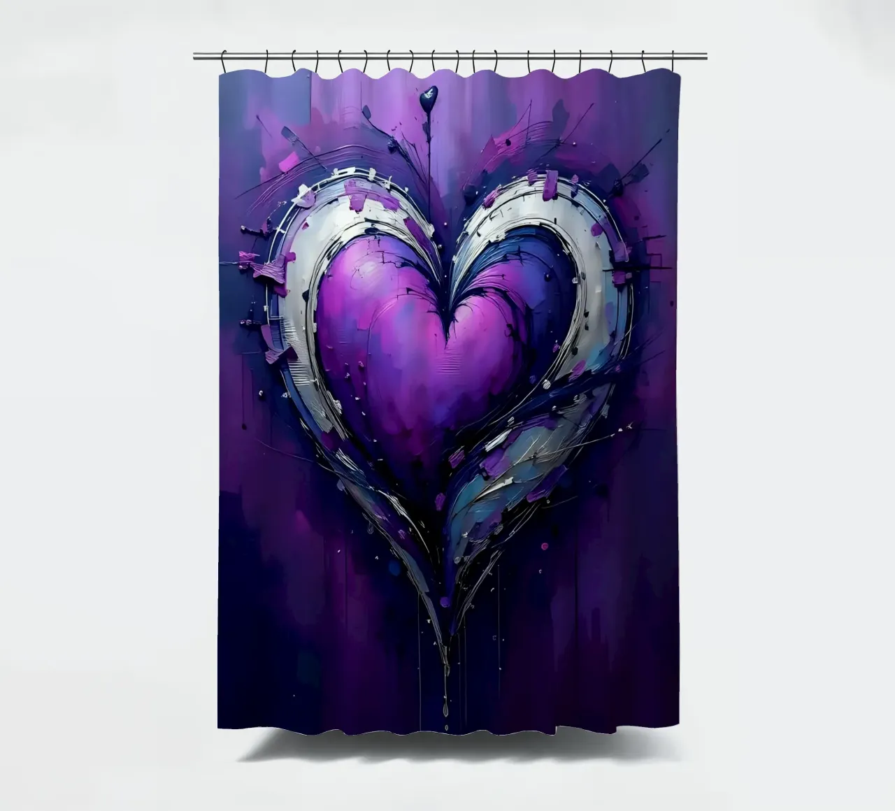 cuore_viola_argento_4 tenda da doccia da Pink- und LoveArt by LK