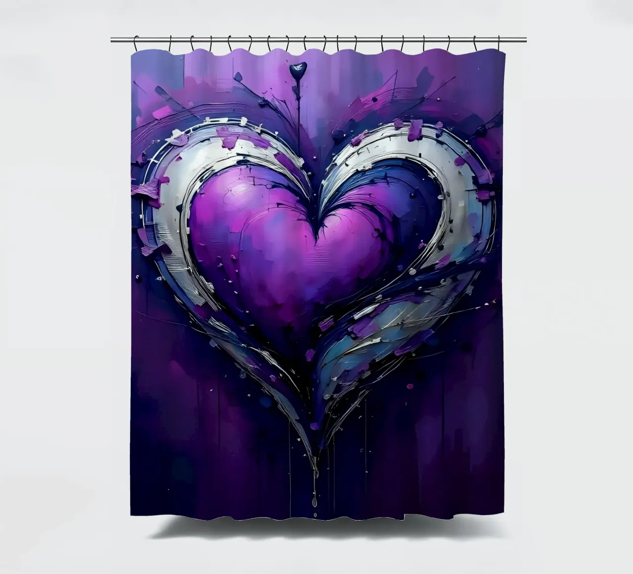 cuore_viola_argento_4 tenda da doccia da Pink- und LoveArt by LK