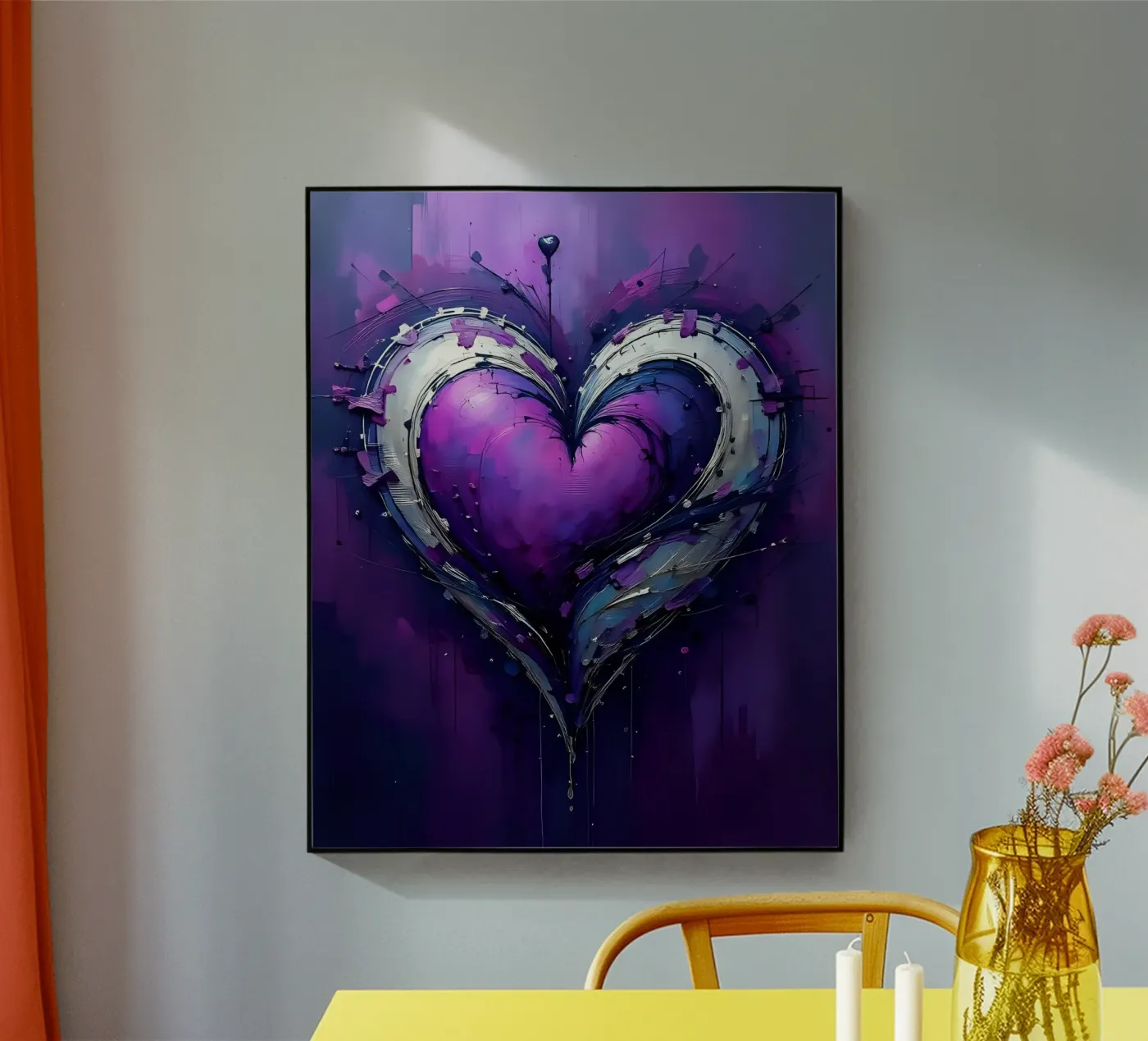 Herz_lila_silber_4 Acryl-Glas von Pink- und LoveArt by LK