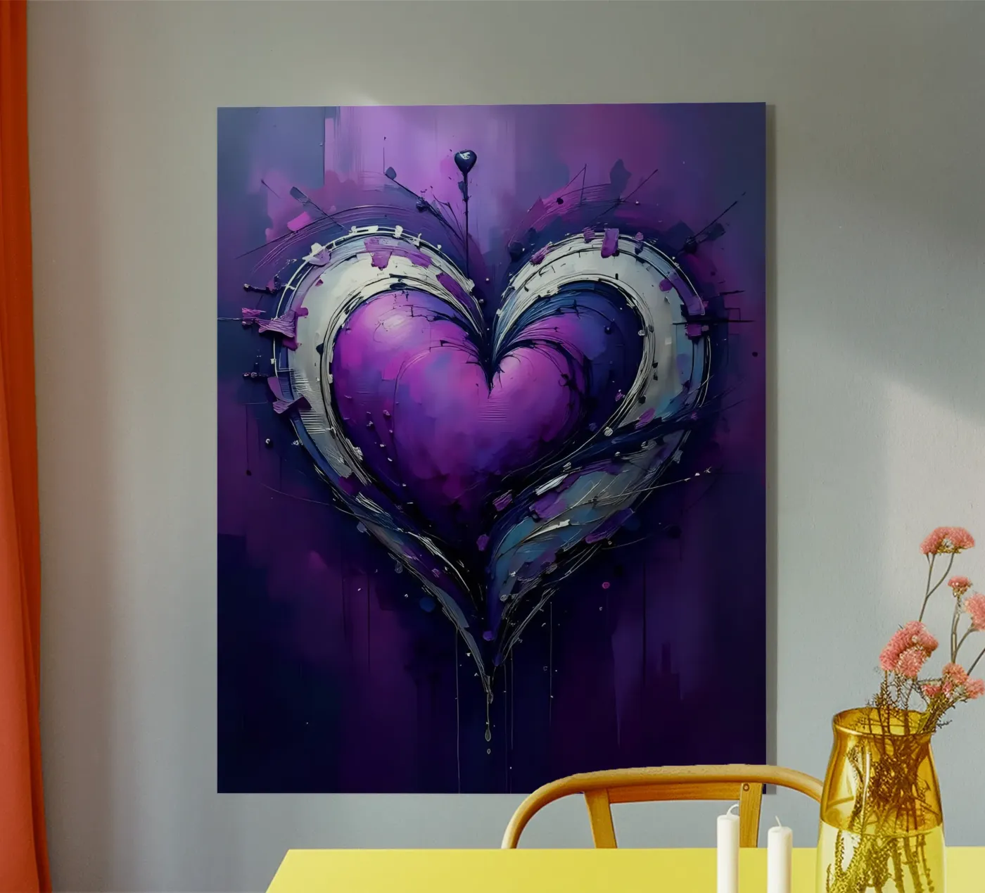 Herz_lila_silber_4 Acryl-Glas von Pink- und LoveArt by LK