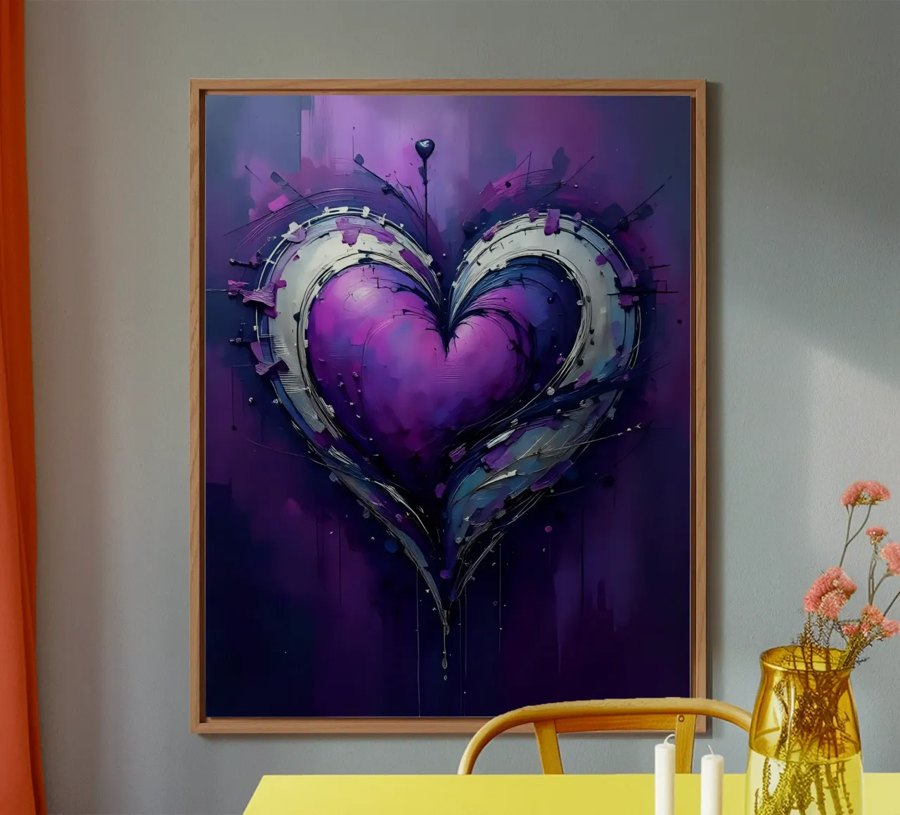 cuore_viola_argento_4 alluminio dibond da Pink- und LoveArt by LK