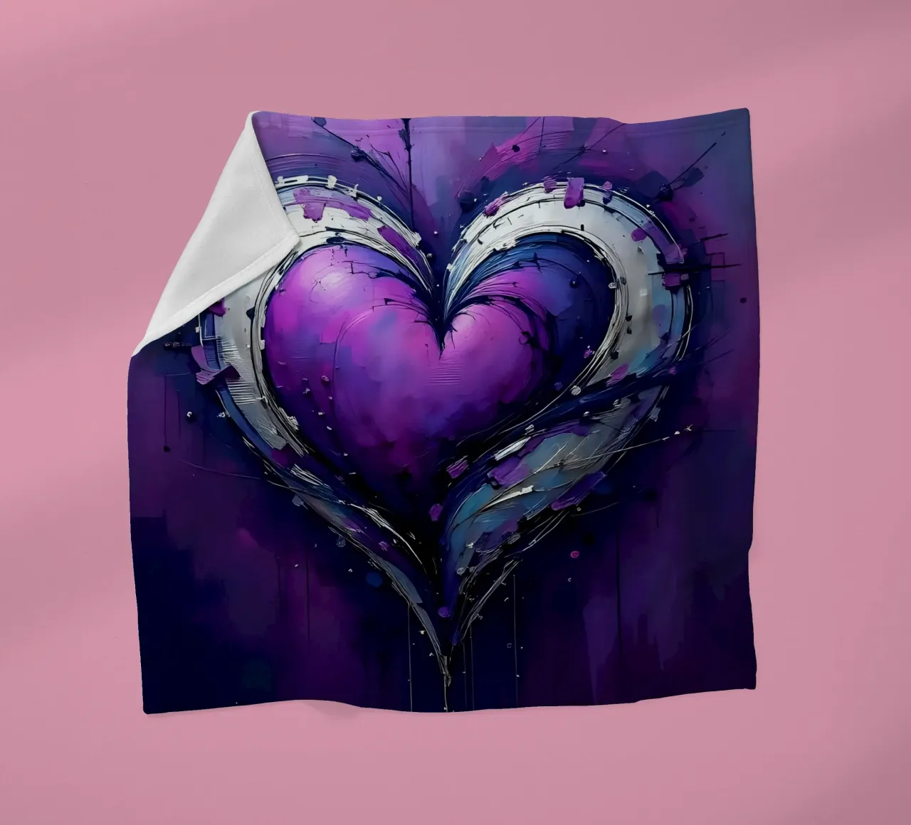 cuore_viola_argento_4 coperta in pile da Pink- und LoveArt by LK