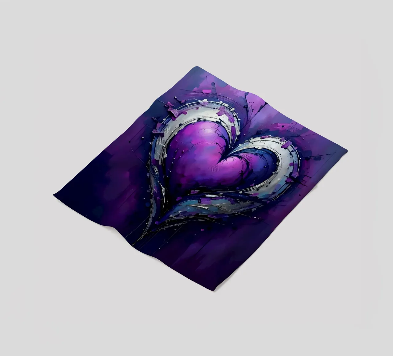 cuore_viola_argento_4 coperta in pile da Pink- und LoveArt by LK