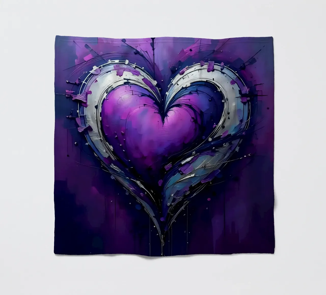 cuore_viola_argento_4 coperta in pile da Pink- und LoveArt by LK