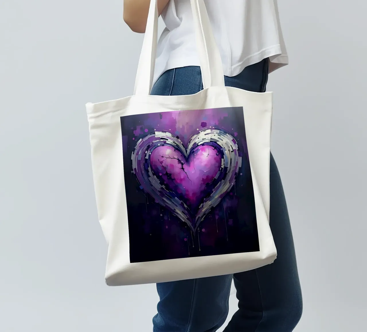 cuore_viola_argento_5 borsa in juta da Pink- und LoveArt by LK