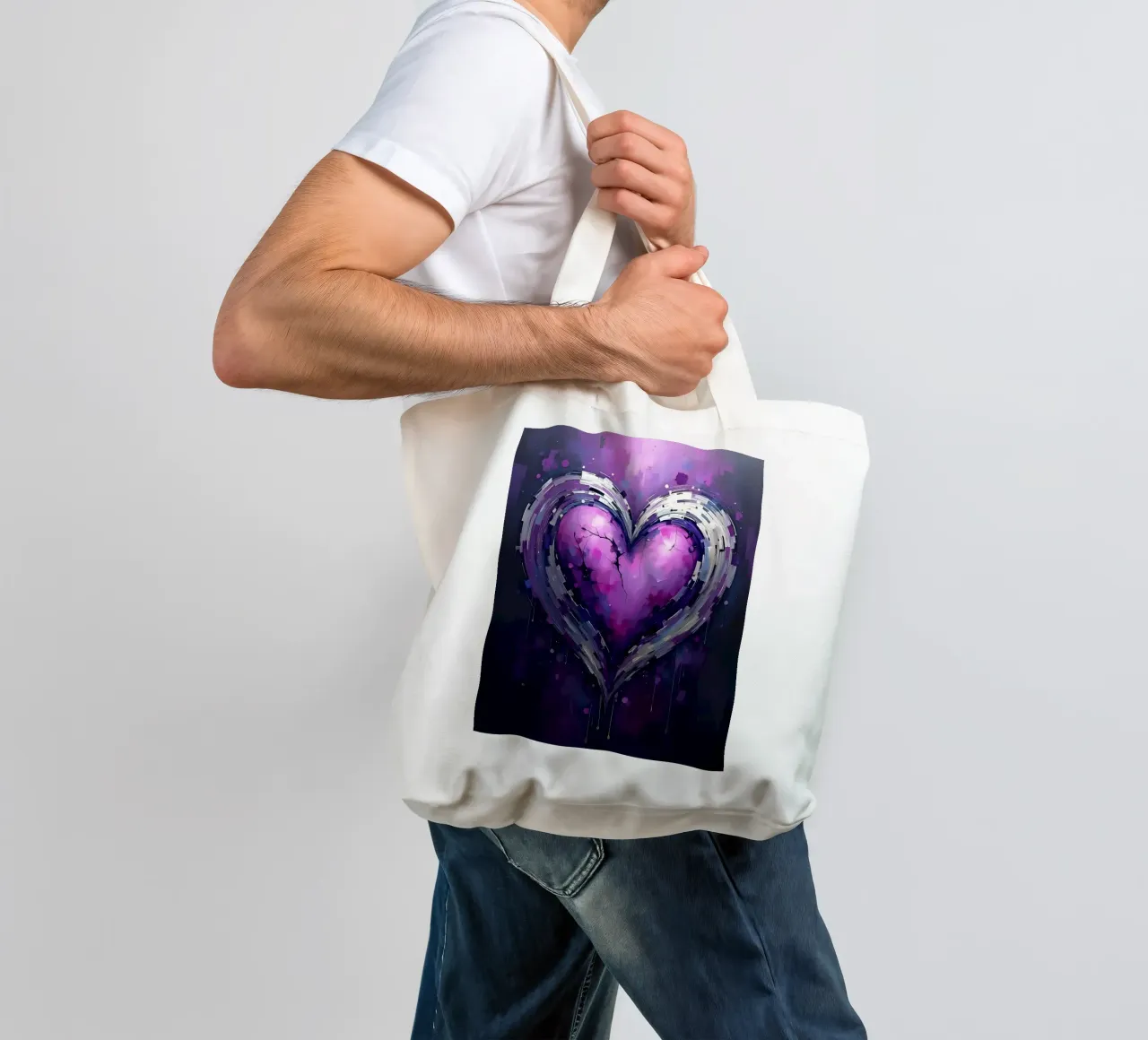 cuore_viola_argento_5 borsa in juta da Pink- und LoveArt by LK