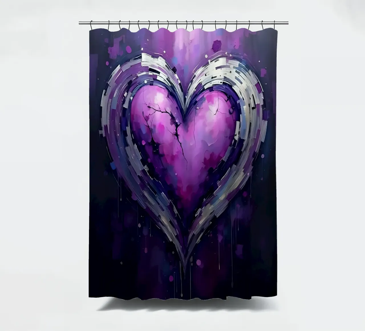 cuore_viola_argento_5 tenda da doccia da Pink- und LoveArt by LK