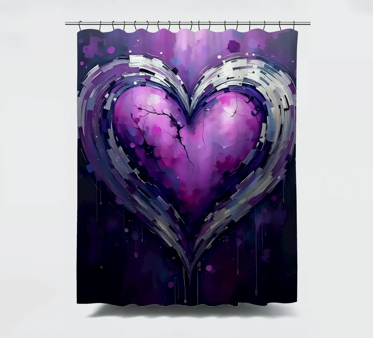 cuore_viola_argento_5 tenda da doccia da Pink- und LoveArt by LK
