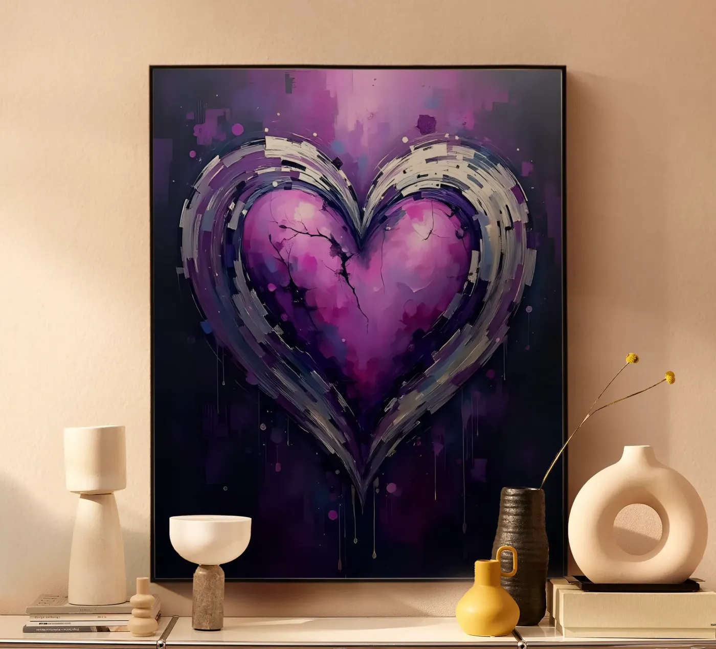 cœur_lilas_argent_5 plexiglas de Pink- und LoveArt by LK