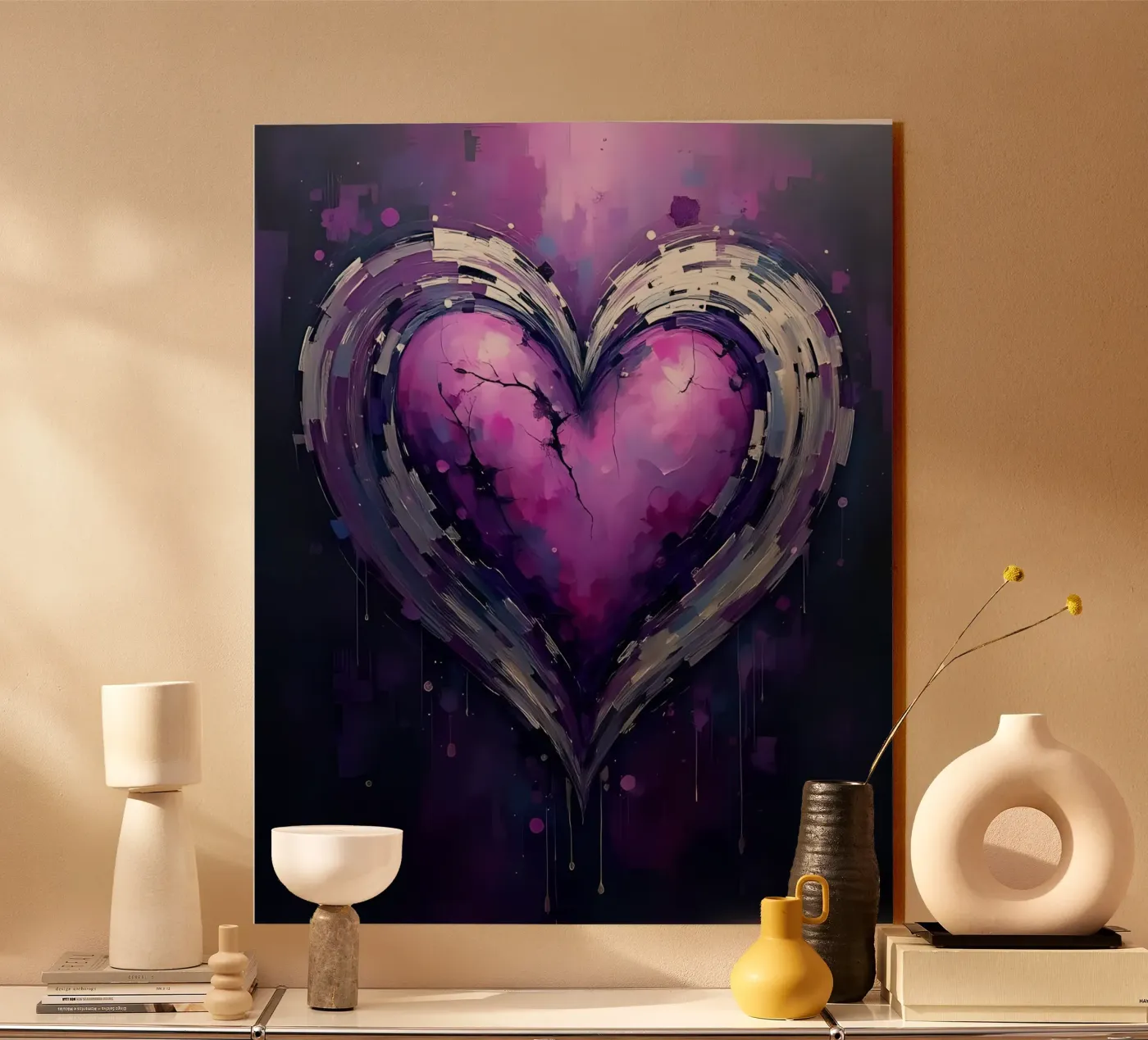 cœur_lilas_argent_5 plexiglas de Pink- und LoveArt by LK