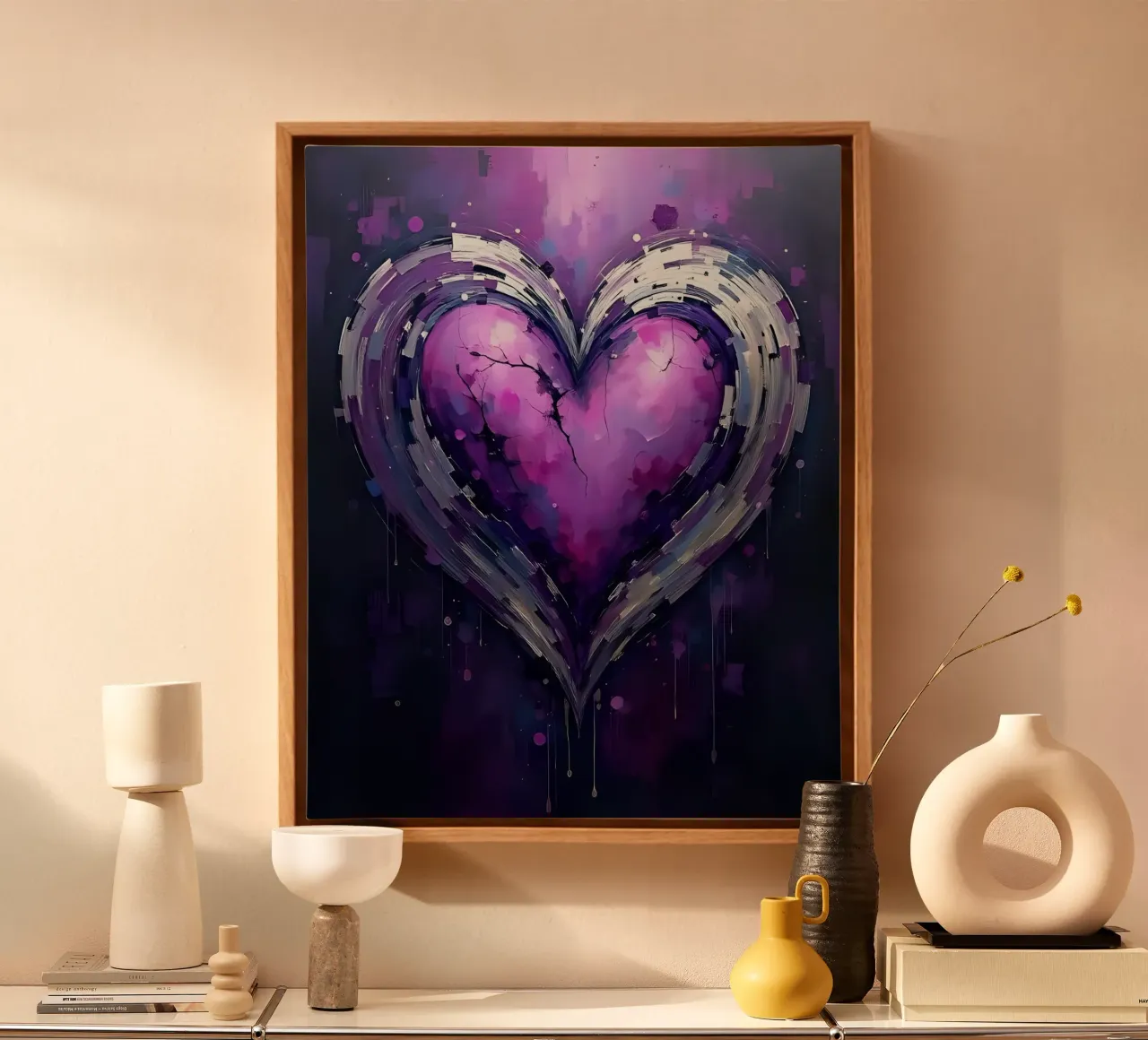 cuore_viola_argento_5 tela da Pink- und LoveArt by LK