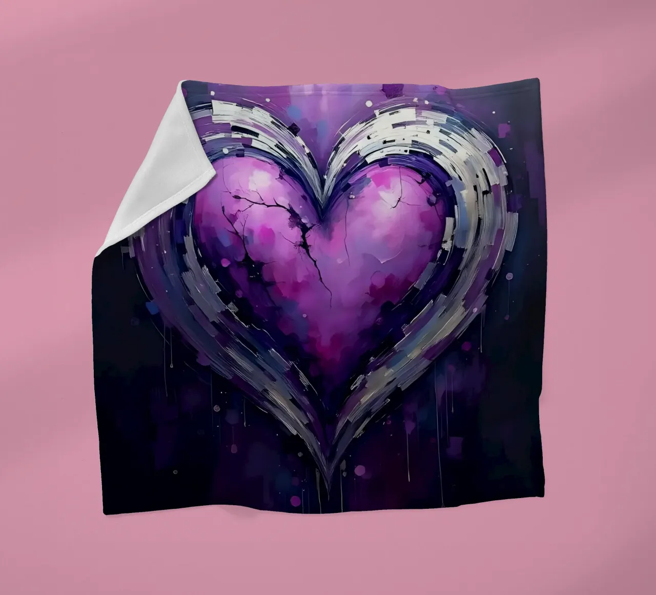 cuore_viola_argento_5 coperta in pile da Pink- und LoveArt by LK