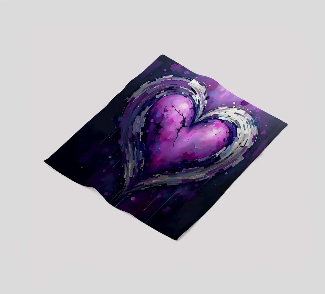 cuore_viola_argento_5 coperta in pile da Pink- und LoveArt by LK