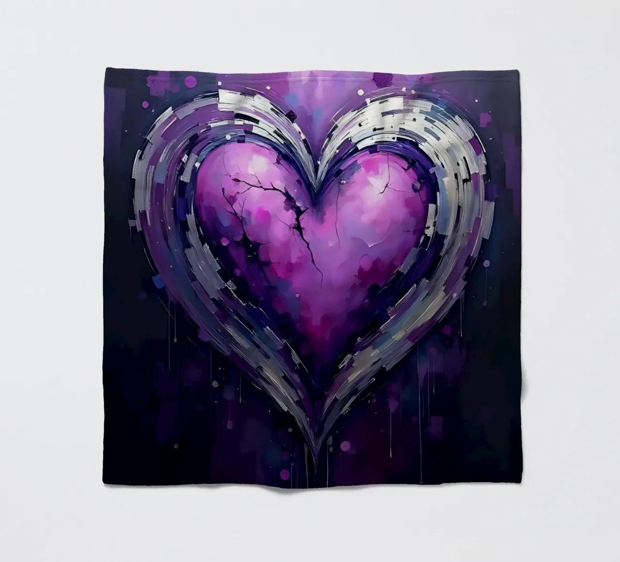 cuore_viola_argento_5 coperta in pile da Pink- und LoveArt by LK
