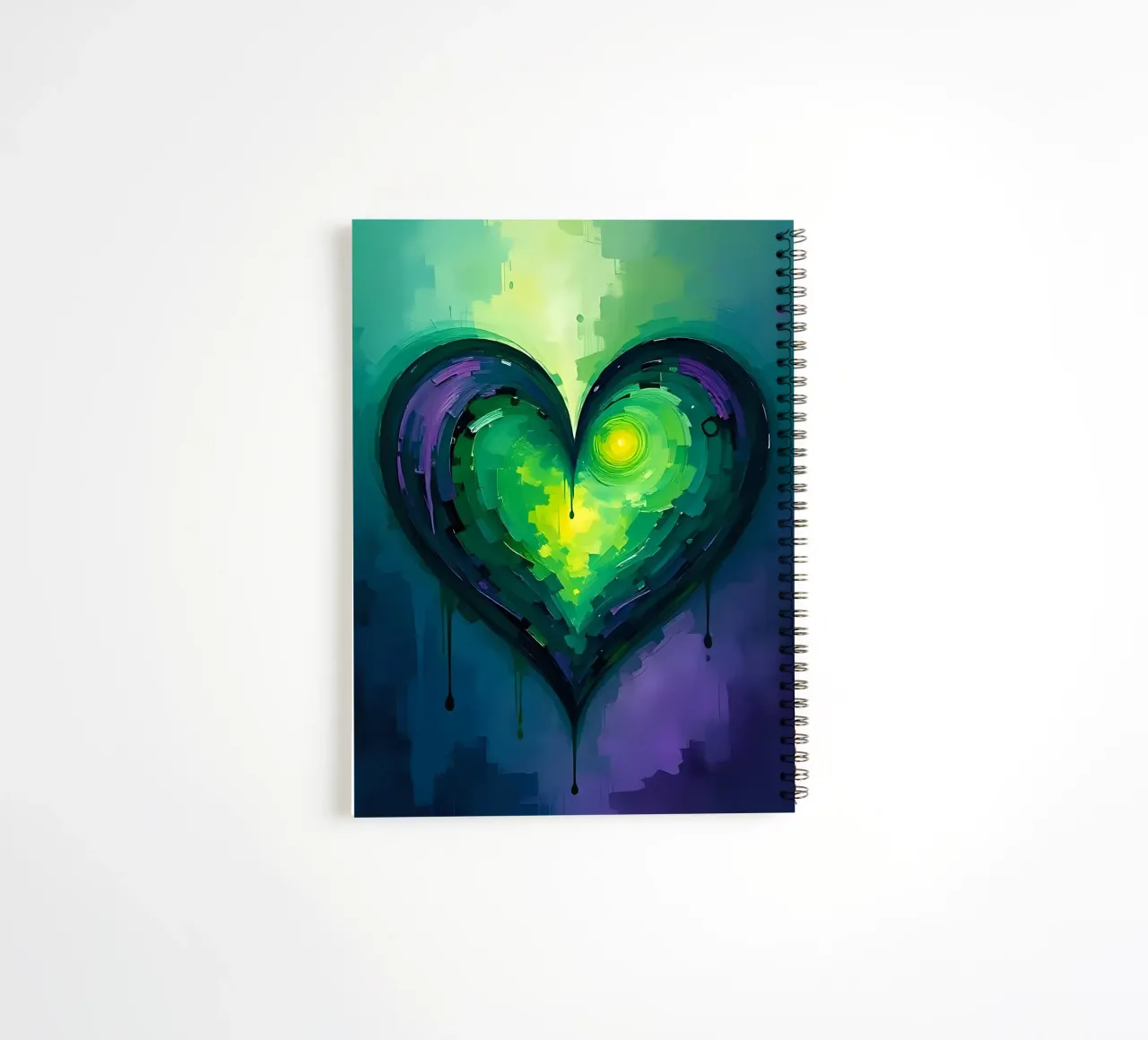 cœur_mauve_vert_1 carnet à spirale de Pink- und LoveArt by LK