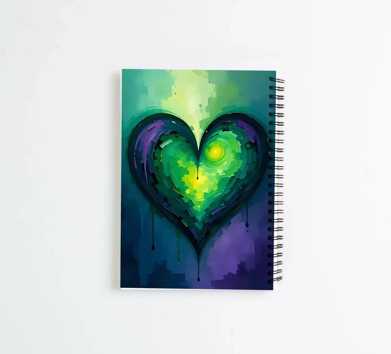 cœur_mauve_vert_1 carnet à spirale de Pink- und LoveArt by LK