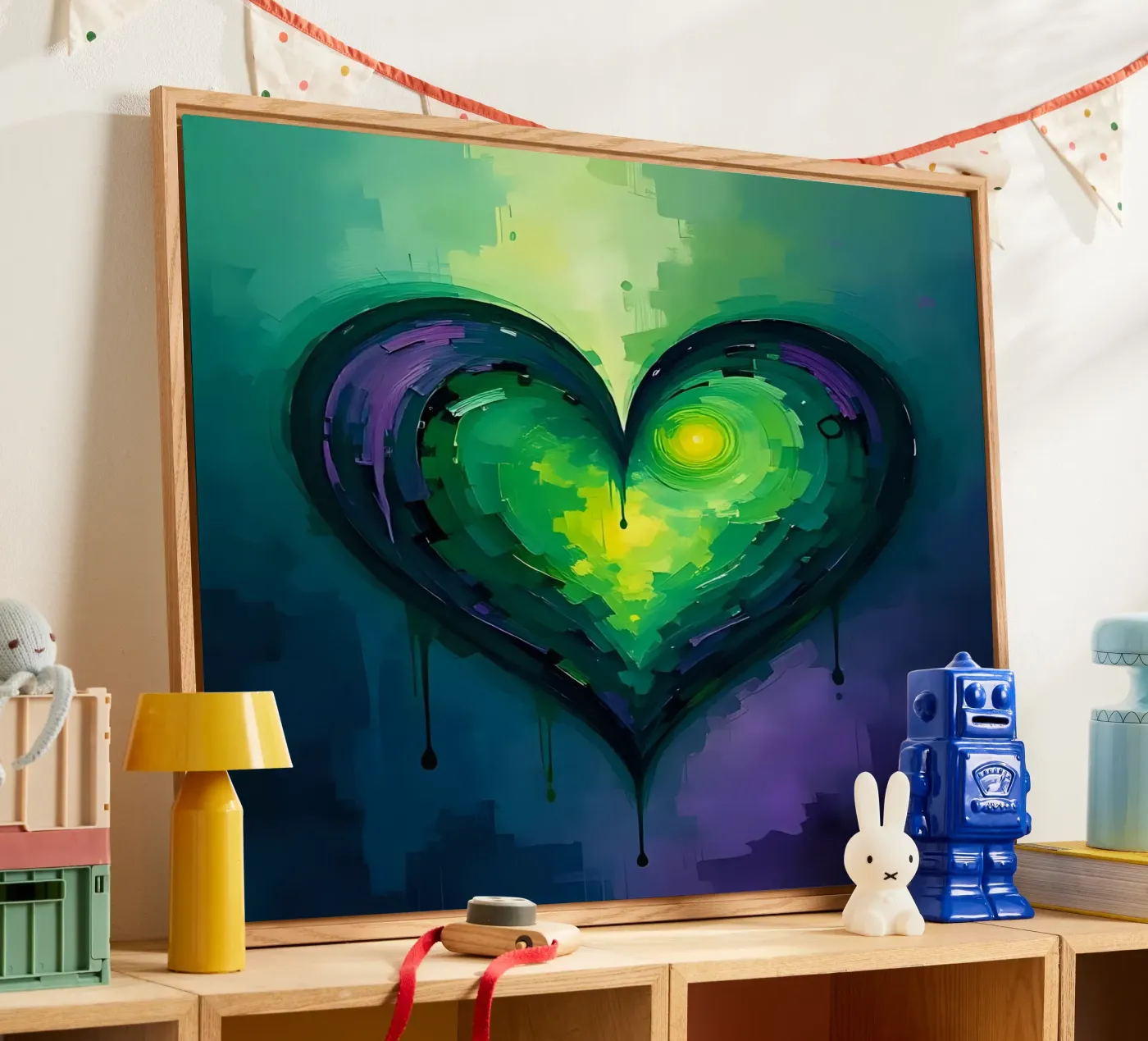 hart_paars_groen_1 acryl van Pink- und LoveArt by LK